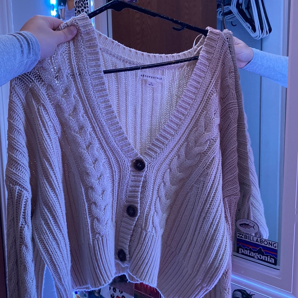 Tan button down sweater
